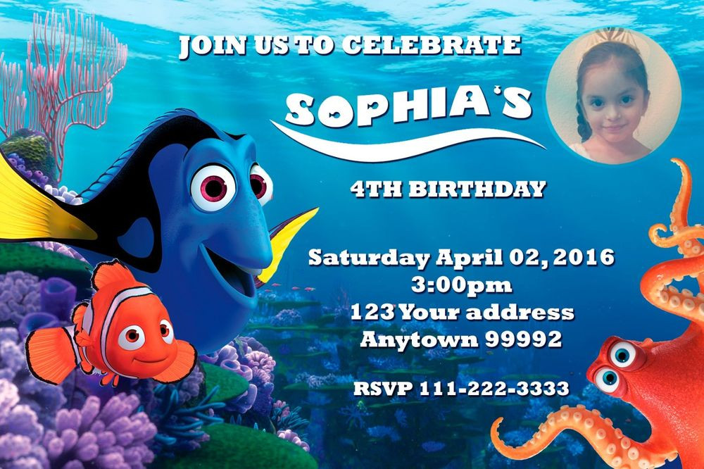 Best ideas about Finding Dory Birthday Invitations
. Save or Pin FINDING DORY NEMO Birthday party invitations personalized Now.