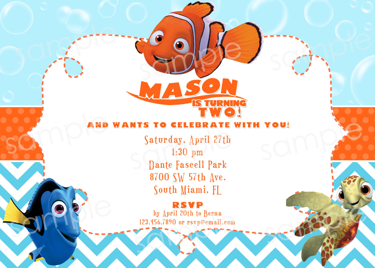 Best ideas about Finding Nemo Birthday Invitations
. Save or Pin Finding Nemo Birthday Invitation DIY Digital by modpoddesigns Now.