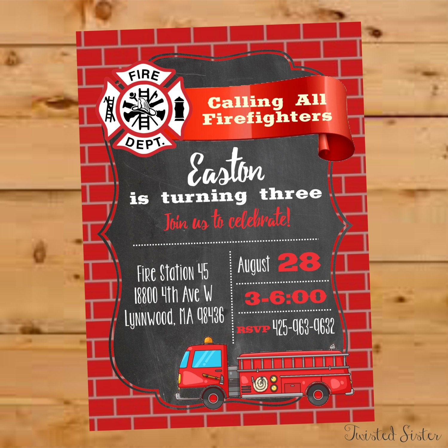 Best ideas about Firefighter Birthday Invitations
. Save or Pin Firefighter birthday Firetruck Birthday Invitation Fireman Now.