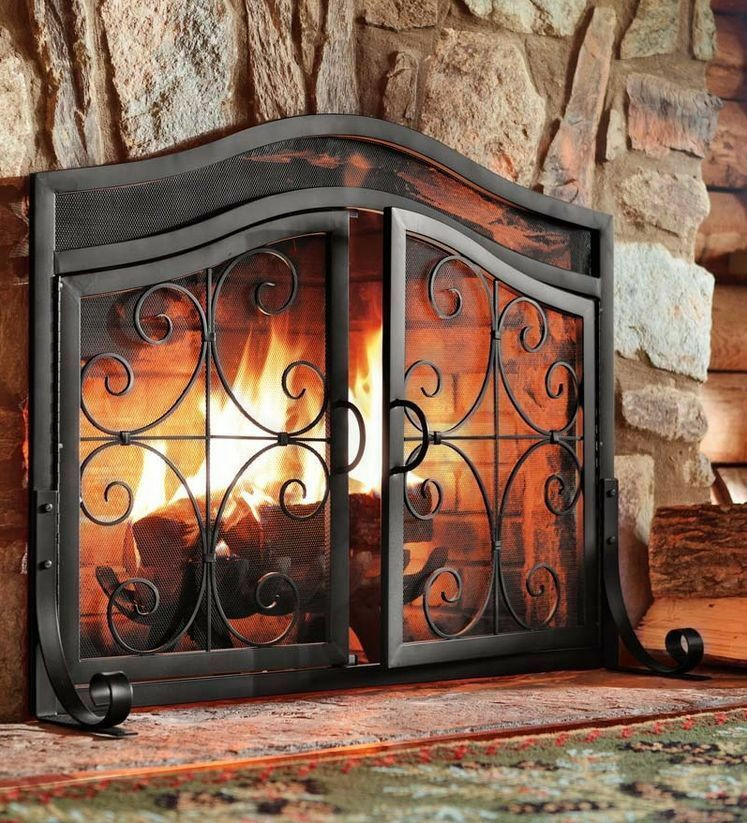 Best ideas about Fireplace Screen Doors
. Save or Pin Fireplace Screen Door Black Fire Guard Wrought Iron Now.