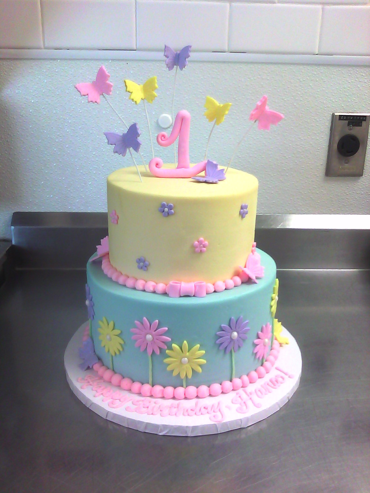 Best ideas about First Birthday Cake
. Save or Pin 1st Birthday Cake with Butterflies & Flowers Now.