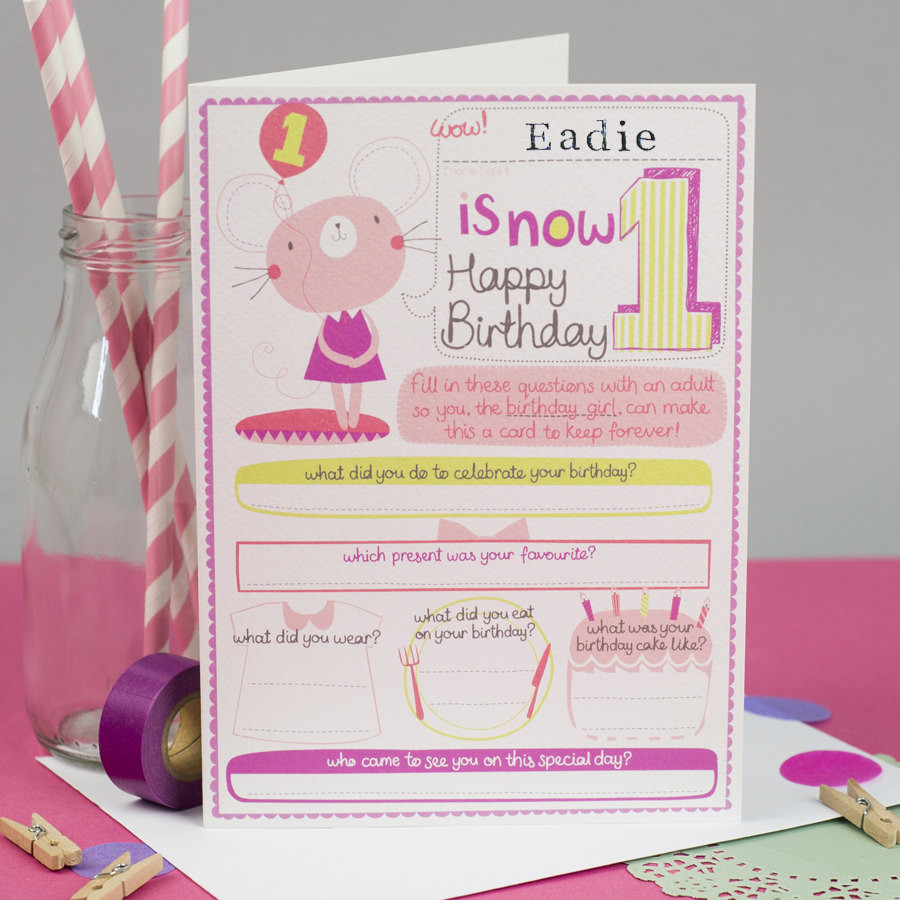 Best ideas about First Birthday Card
. Save or Pin 1st birthday Card Girl s personalized 1st birthday card Now.
