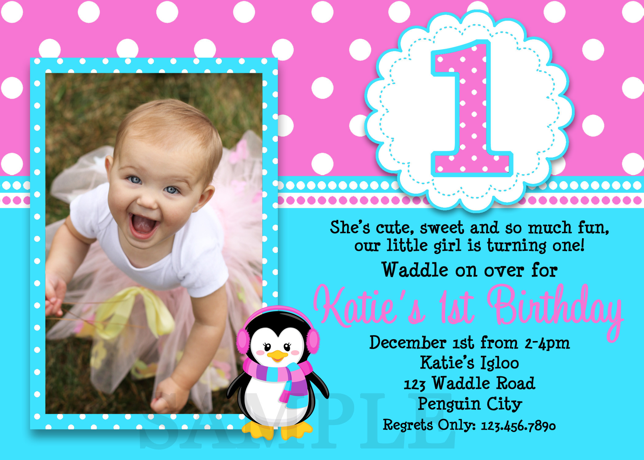 Best ideas about First Birthday Girl Invitations
. Save or Pin Printable Birthday Invitations Girls Penguin Party Now.