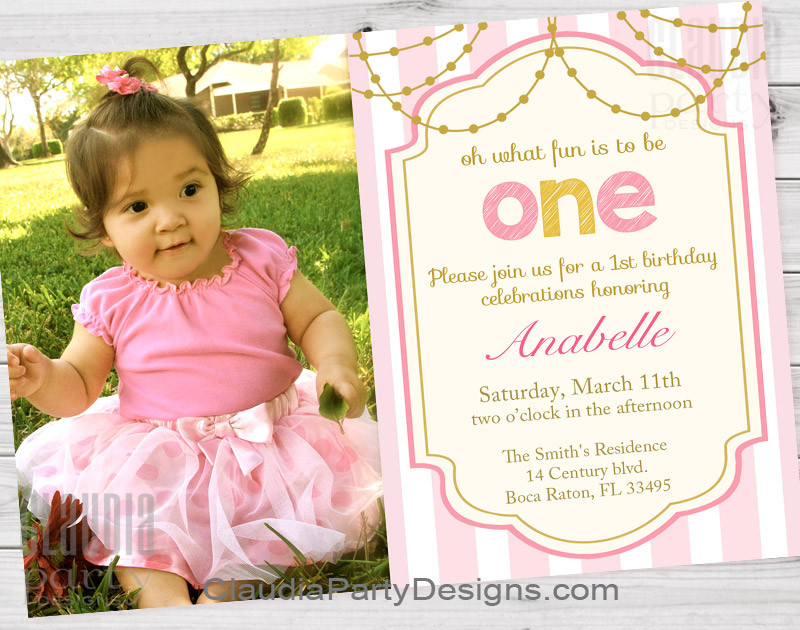 Best ideas about First Birthday Girl Invitations
. Save or Pin Girl First Birthday Invitations 1st Birthday Party Now.