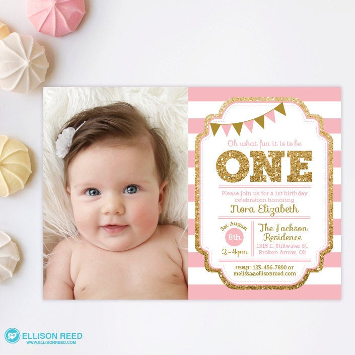 Best ideas about First Birthday Girl Invitations
. Save or Pin Pink and Gold invitation 1st Birthday Invitation Girl Now.
