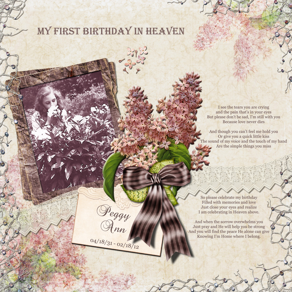 Best ideas about First Birthday In Heaven Quotes
. Save or Pin Diane s Digital Scrapbook Pages My First Birthday in Heaven Now.