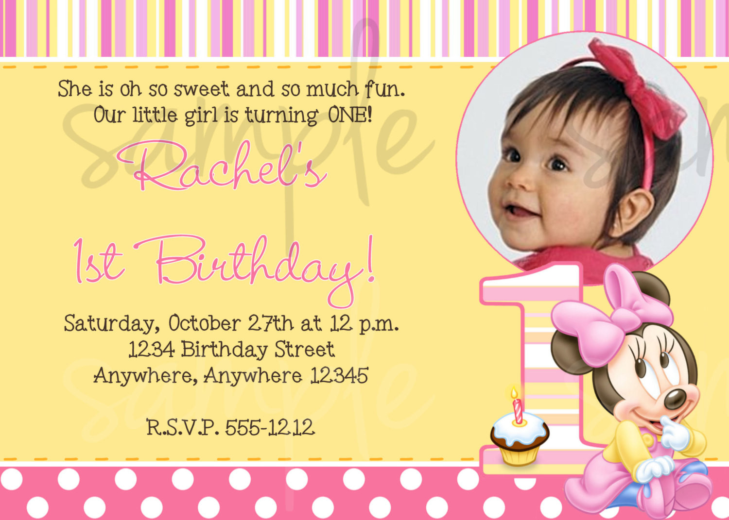 Best ideas about First Birthday Party Invitations
. Save or Pin Minnie Mouse 1st Birthday Invitation Now.