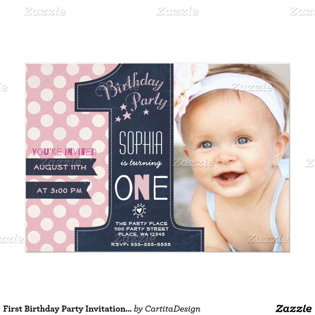 Best ideas about First Birthday Party Invitations
. Save or Pin First Birthday Party Invitation Girl Chalkboard Now.
