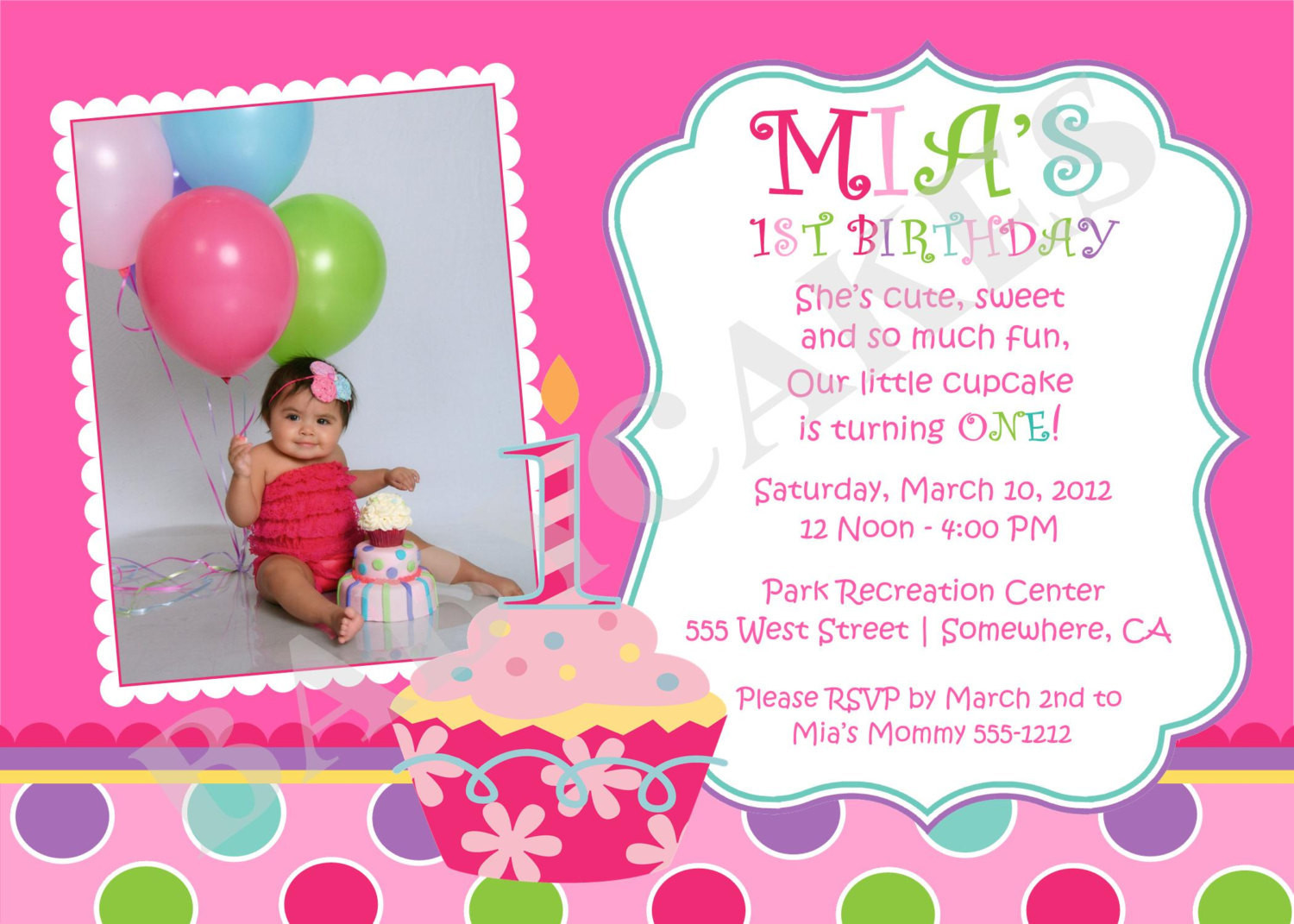 Best ideas about First Birthday Party Invitations
. Save or Pin Sweet Little Cupcake Birthday Invitation Invite 1st birthday Now.