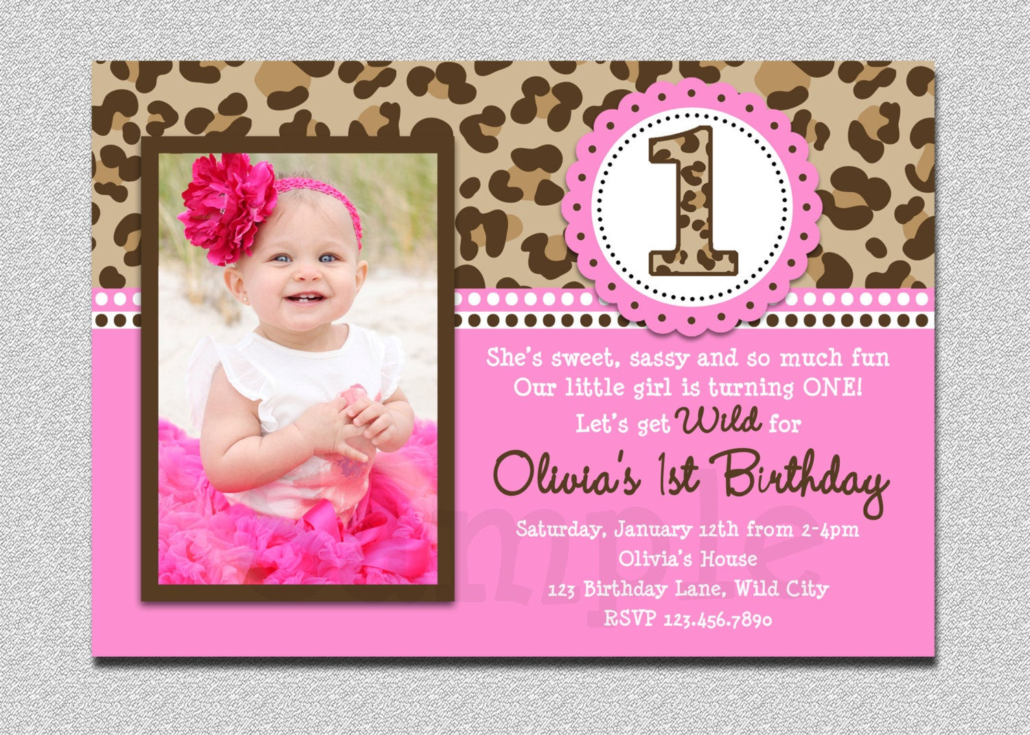 Best ideas about First Birthday Party Invitations
. Save or Pin Leopard Birthday Invitation 1st Birthday Party Invitation Now.