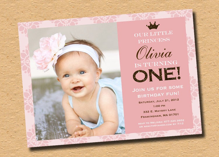 Best ideas about First Birthday Party Invitations
. Save or Pin Little Princess Pink Brown Sparkle First Birthday Party Now.