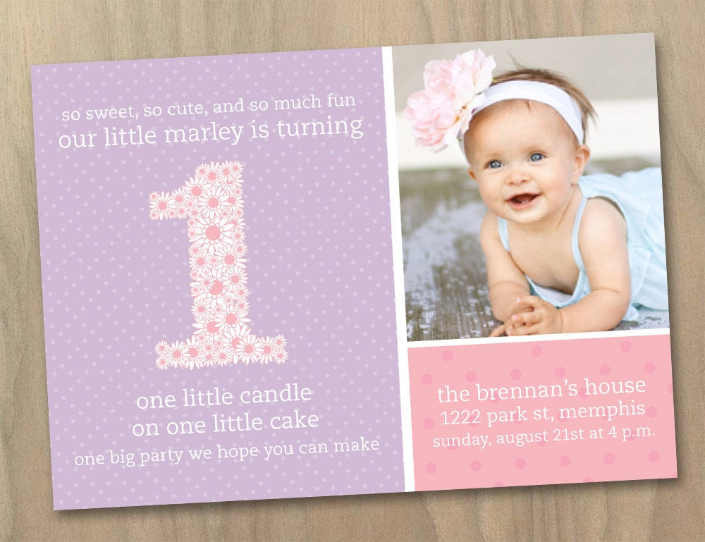 Best ideas about First Birthday Party Invitations
. Save or Pin Baby Girl First 1st Birthday Invitation Pink and Now.