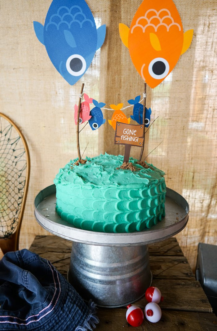 Best ideas about Fish Birthday Cake
. Save or Pin Kara s Party Ideas William s Gone Fishing Birthday Party Now.