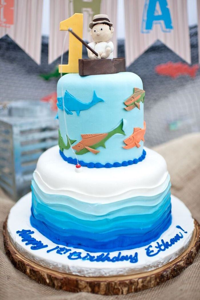 Best ideas about Fish Birthday Cake
. Save or Pin Kara s Party Ideas Colorful Gone Fishing Birthday Party Now.