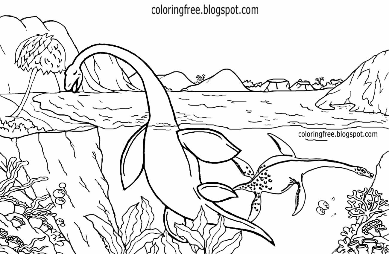 Best ideas about Fish Donisaur Coloring Sheets For Boys
. Save or Pin Sea Dinosaur Drawing For Children Ocean Coloring Pages Now.