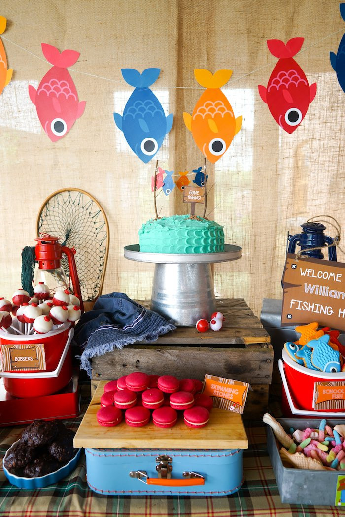 Best ideas about Fishing Birthday Party Supplies
. Save or Pin Kara s Party Ideas William s Gone Fishing Birthday Party Now.