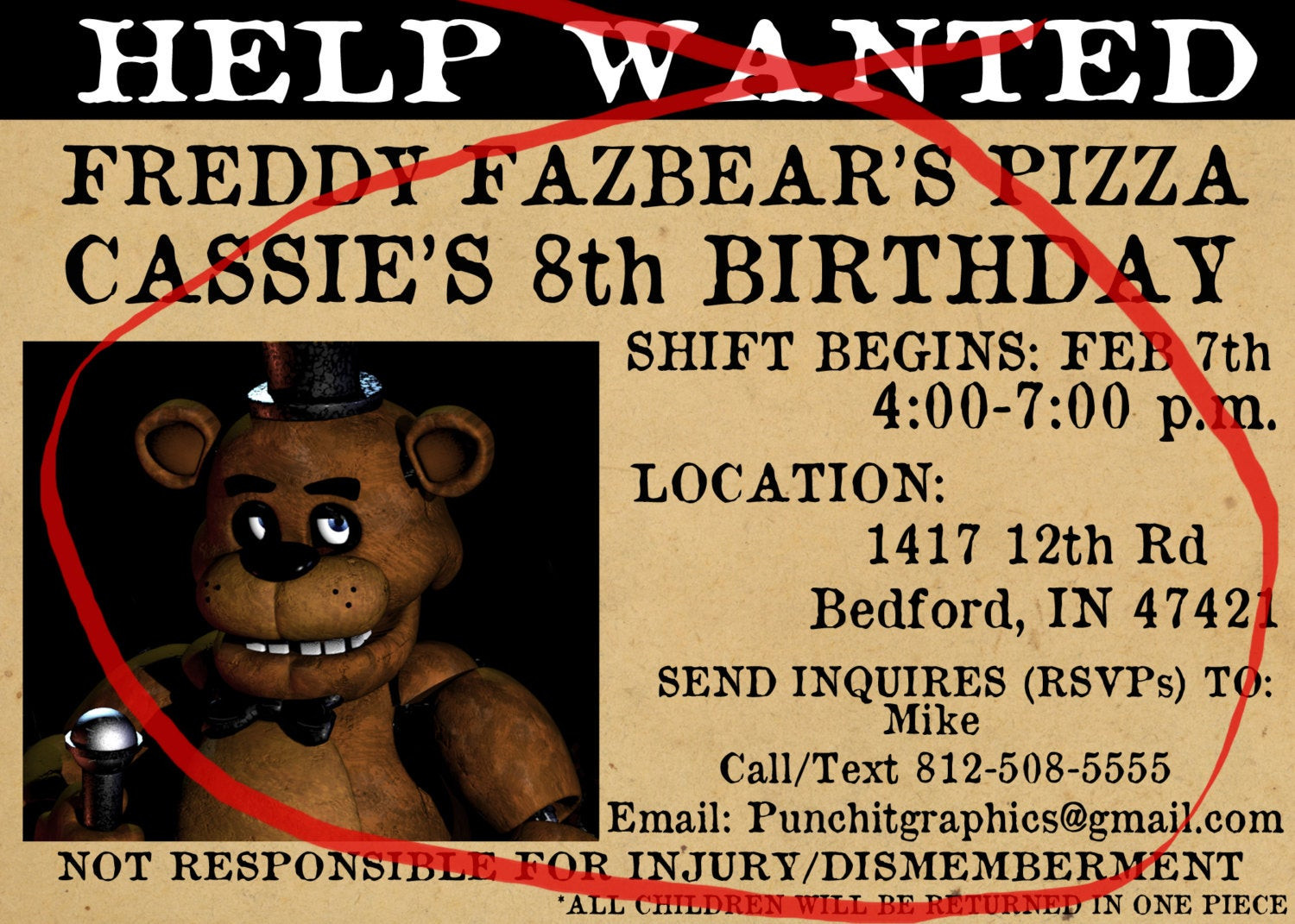 Best ideas about Five Nights At Freddy's Birthday Invitations
. Save or Pin Five Nights at Freddy s Help Wanted Custom by Now.
