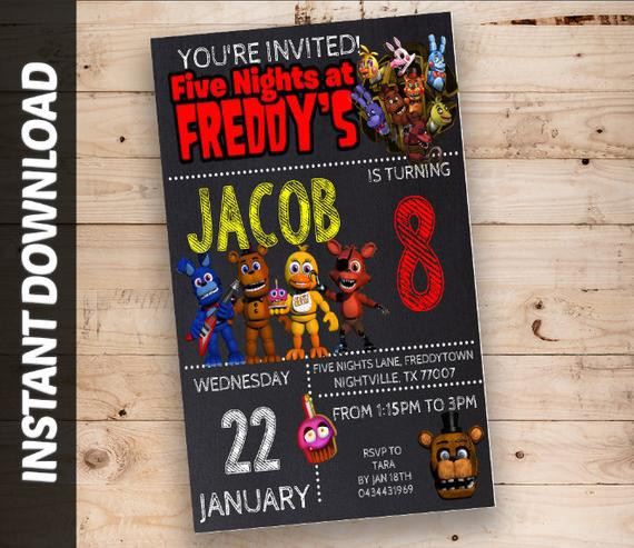 Best ideas about Five Nights At Freddy's Birthday Invitations
. Save or Pin FNAF Invitations Five Nights at Freddy s Invitations Now.