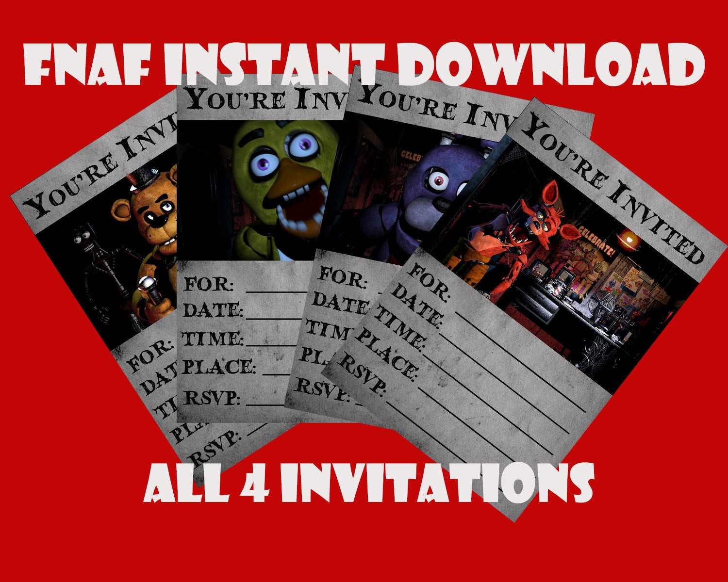 Best ideas about Five Nights At Freddy's Birthday Invitations
. Save or Pin Five Nights at Freddy s Four Pack Party Invitation Instant Now.