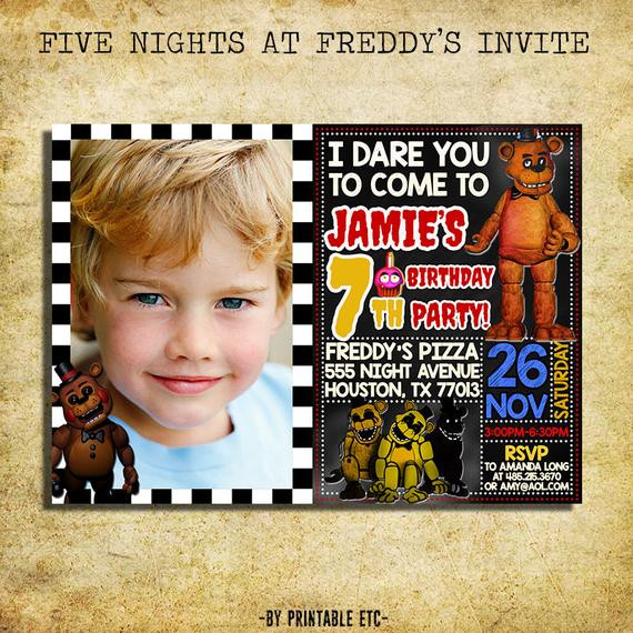 Best ideas about Five Nights At Freddy's Birthday Invitations
. Save or Pin Five Nights At Freddy s Invitation FNAF Five Nights At Now.