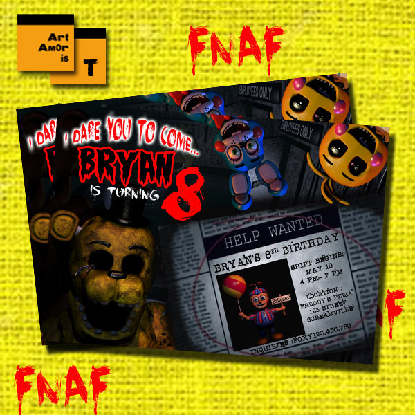 Best ideas about Five Nights At Freddy's Birthday Invitations
. Save or Pin FNAF Birthday Invitation Five Nights at Freddys by ArtAmoris Now.