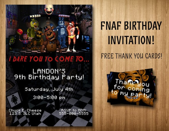 Best ideas about Five Nights At Freddy's Birthday Invitations
. Save or Pin Five Nights at Freddy s invitation Bonus by Now.