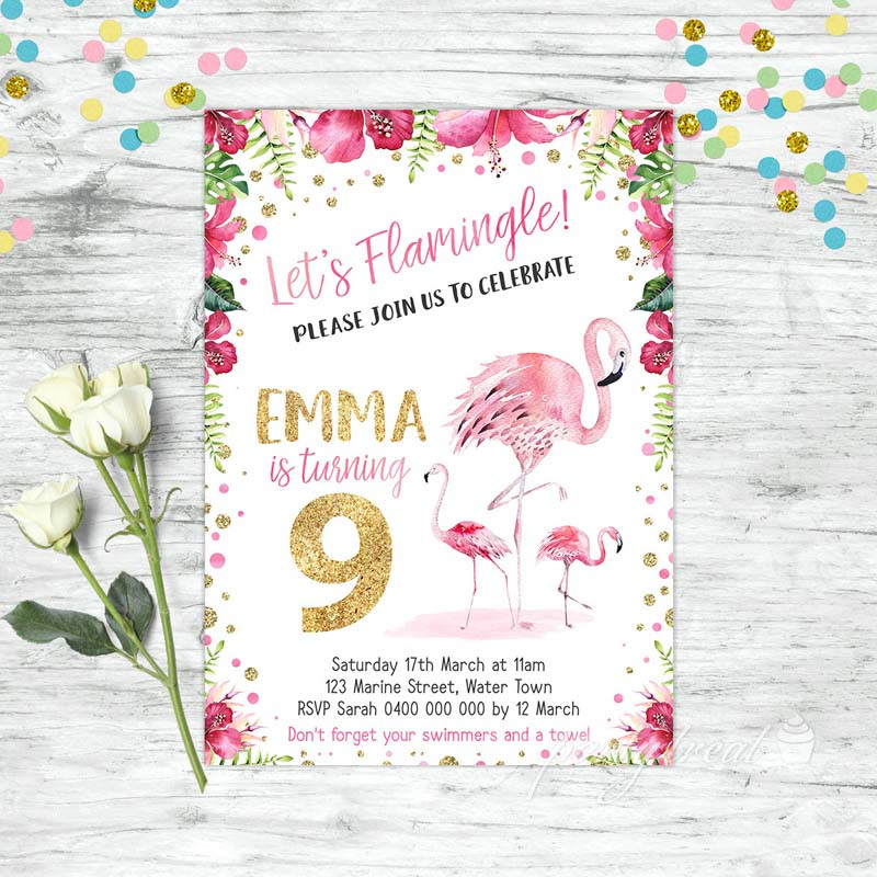 Best ideas about Flamingo Birthday Invitations
. Save or Pin FLAMINGO INVITATIONS GIRLS BIRTHDAY LUAU PARTY POOL PARTY Now.