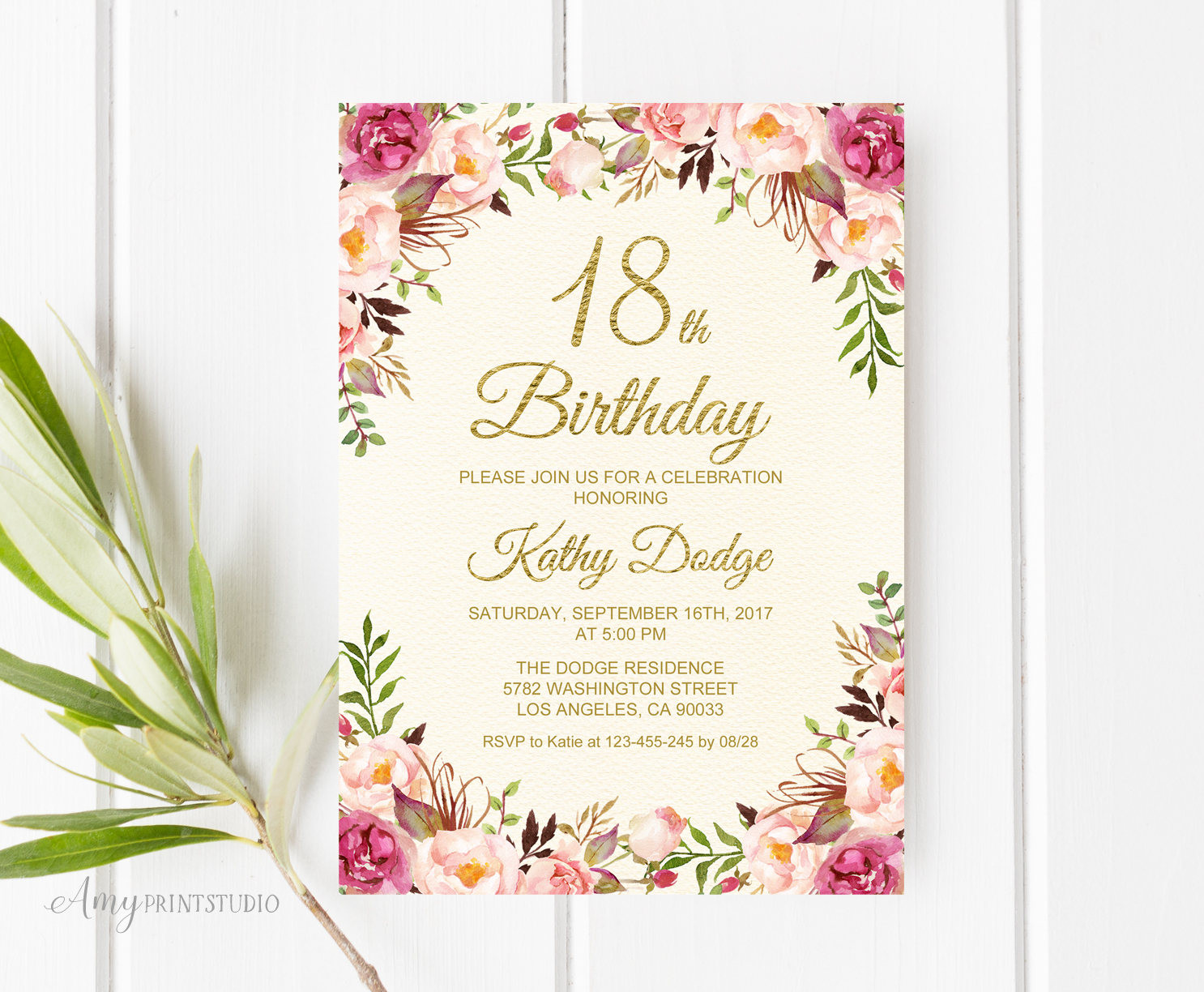 Best ideas about Floral Birthday Invitations
. Save or Pin 18th Birthday Invitation Floral Cream Birthday Invitation Now.