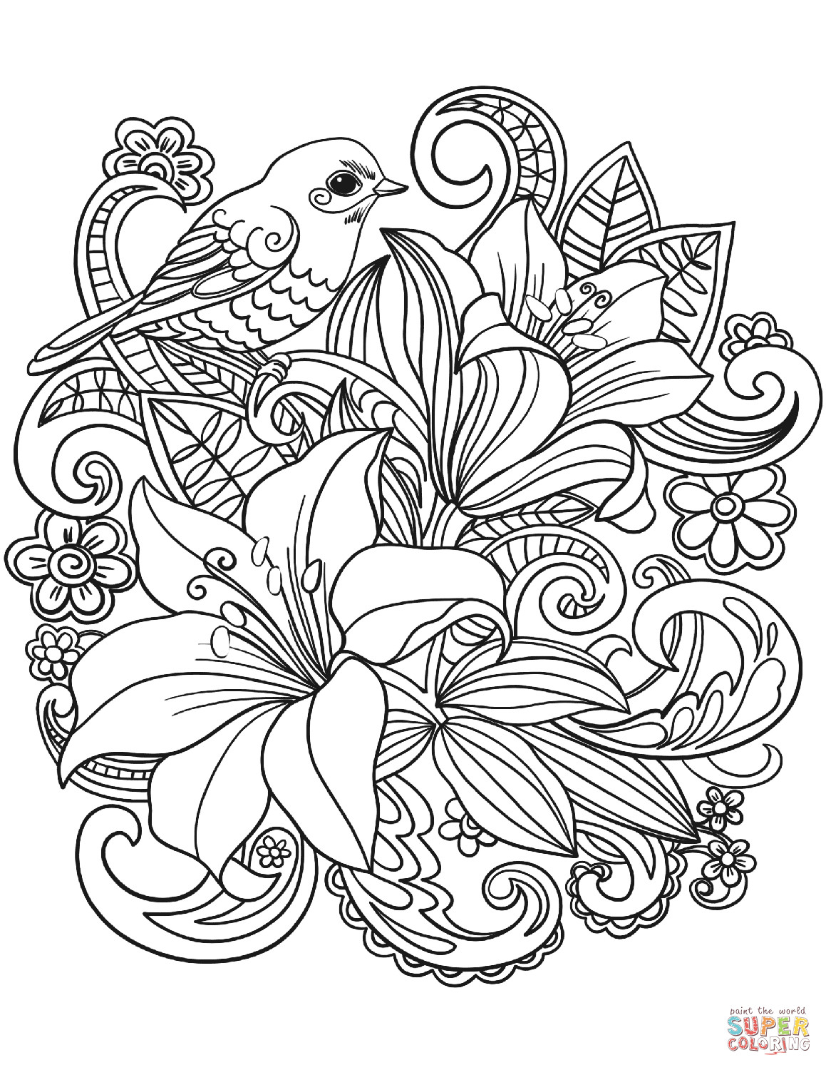 Best ideas about Flower Coloring Sheets For Girls
. Save or Pin Skylark and Flowers coloring page Now.