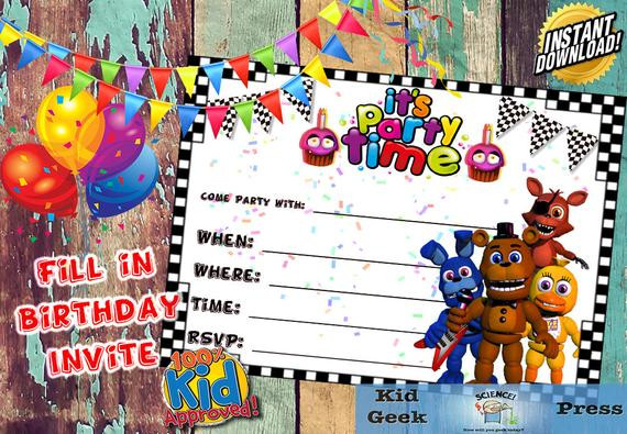 Best ideas about Fnaf Birthday Invitations
. Save or Pin Five Nights at Freddy s FNAF Birthday Invitation 5 Now.