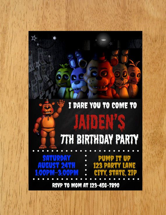 Best ideas about Fnaf Birthday Invitations
. Save or Pin Five Nights At Freddy s Birthday Party Invitation Five Now.