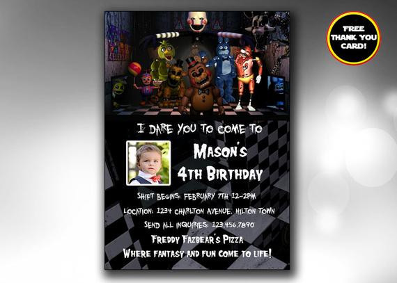 Best ideas about Fnaf Birthday Invitations
. Save or Pin FNAF Birthday Invitation Five Nights at Freddys by Now.