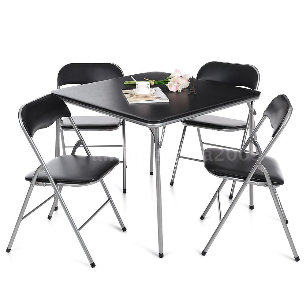 Best ideas about Folding Dining Table And Chair
. Save or Pin Folding Dining Set Table and 4 Chairs Black Card Game Now.