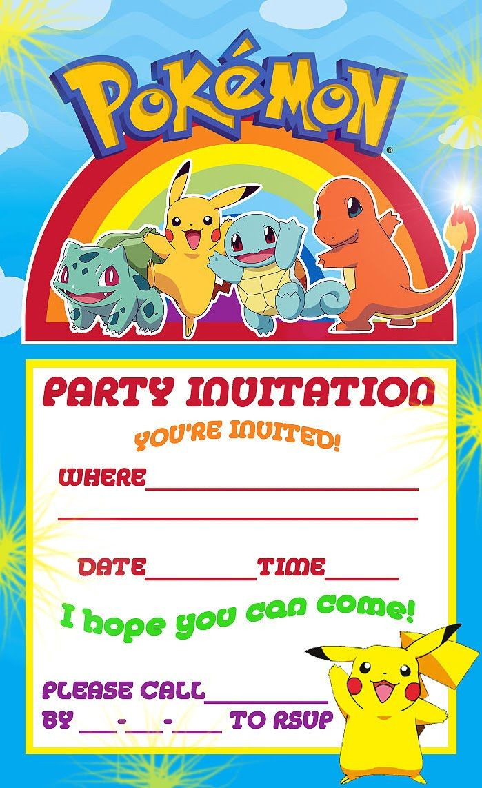 Best ideas about Free Birthday Invitations Online
. Save or Pin Free Printable Pokemon Birthday Party Invitations Now.