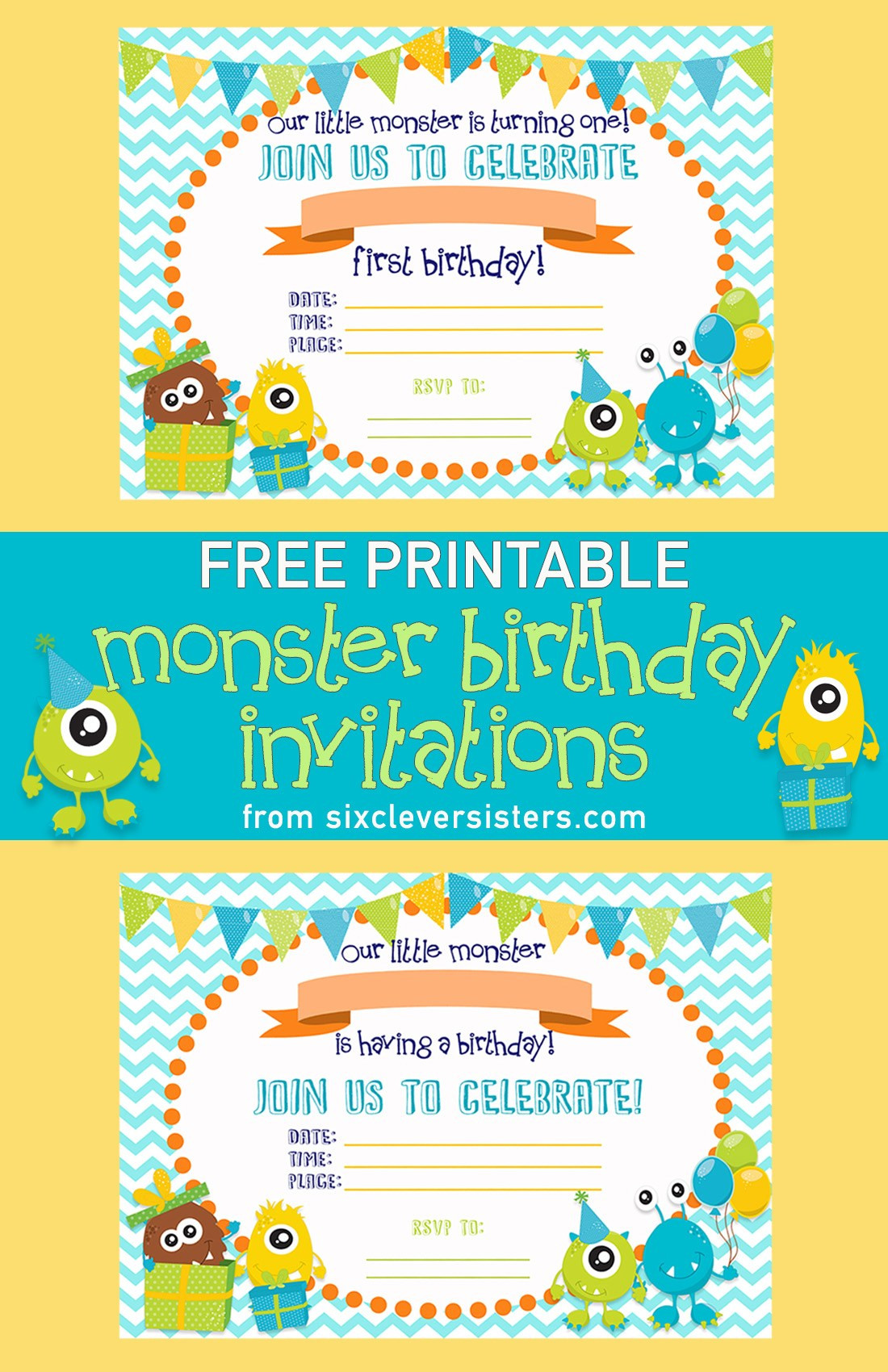 Best ideas about Free Birthday Invitations Printable
. Save or Pin FREE PRINTABLE Monster Birthday Invitations Six Clever Now.