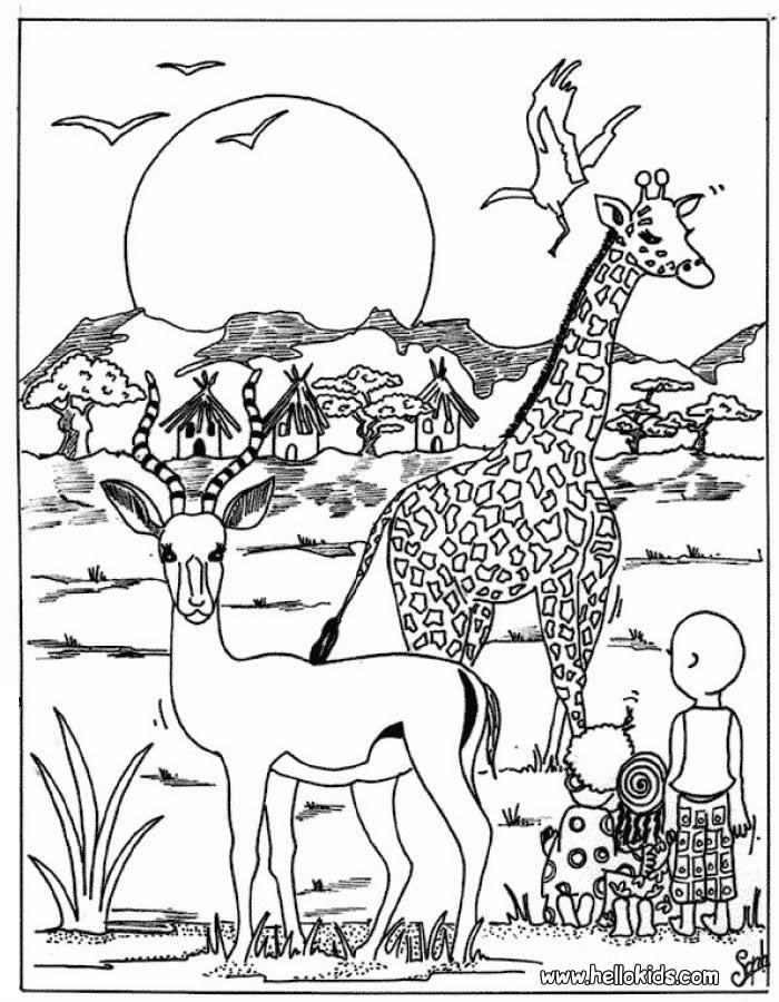 Best ideas about Free Coloring Pages African Animals
. Save or Pin Giraffe and antelope coloring page Now.