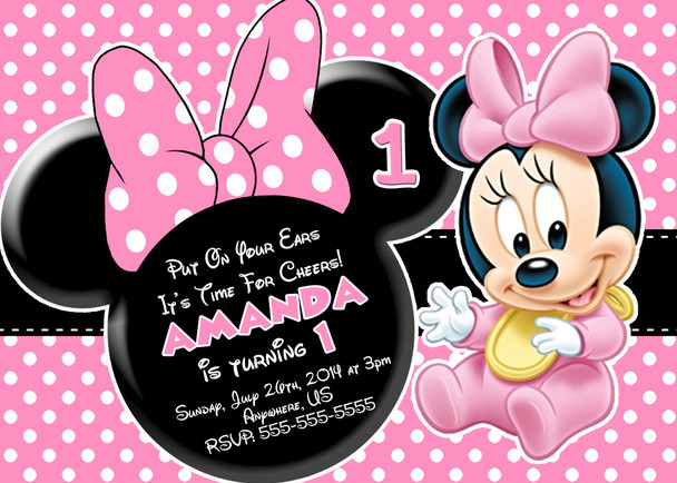 Best ideas about Free Customizable Minnie Mouse Birthday Invitations
. Save or Pin Baby Minnie Mouse 1st Birthday Invitations Now.