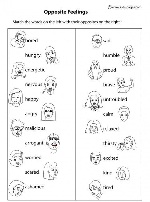 Best ideas about Free Printable Coloring Sheets For Students To Describe Feelings
. Save or Pin Opposite Feelings B&W worksheets matching Now.