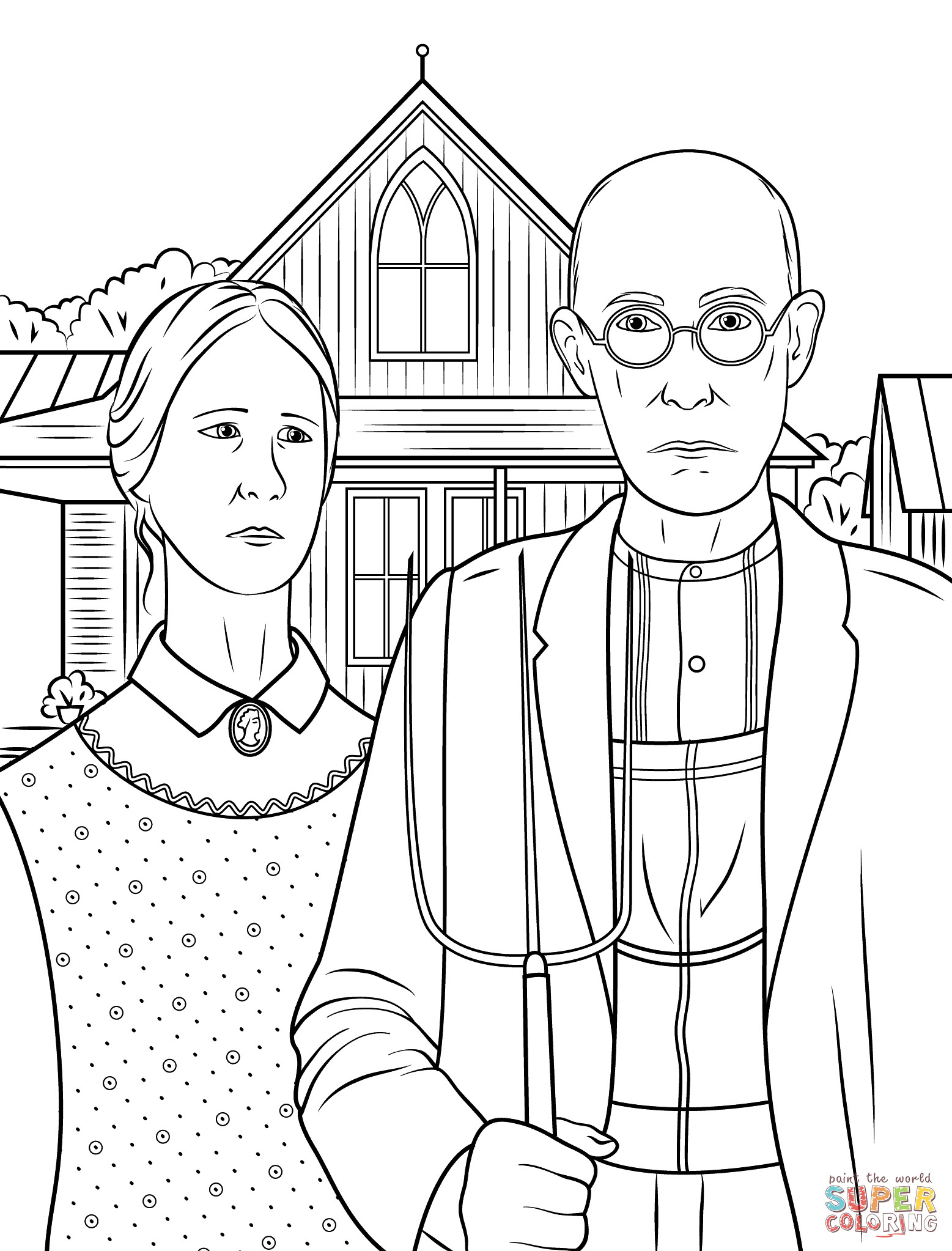 Best ideas about Free Printable Coloring Sheets Gothic
. Save or Pin American Gothic by Grant Wood coloring page Now.