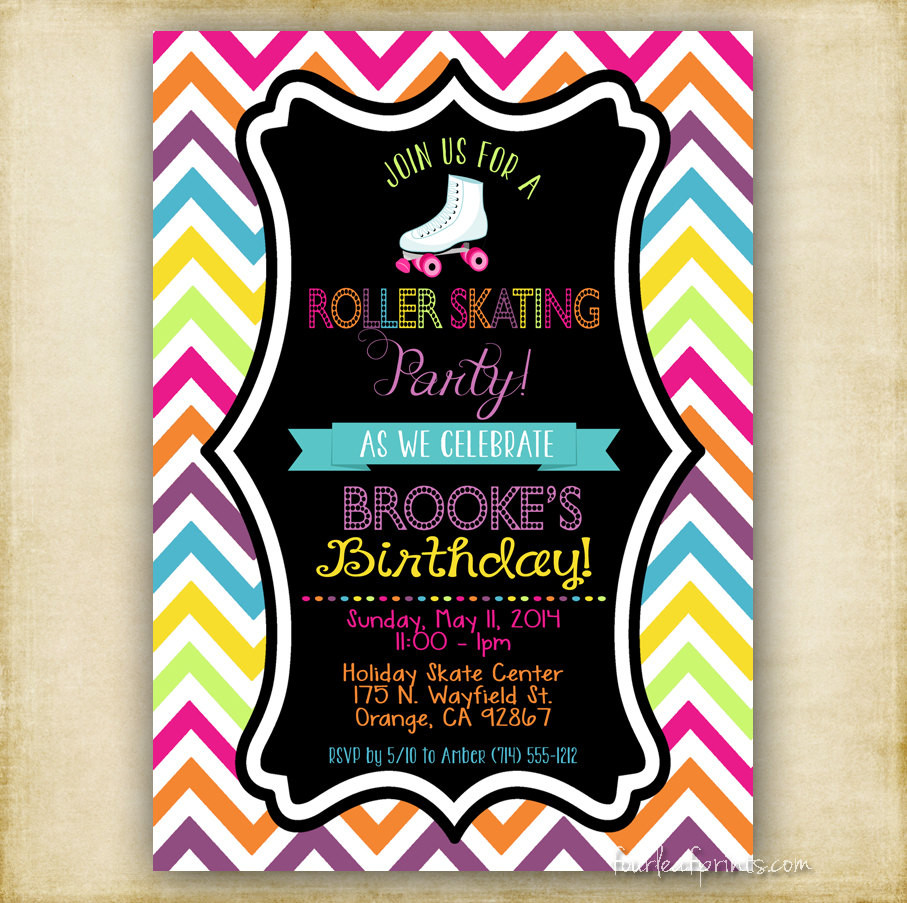 Best ideas about Free Printable Roller Skating Birthday Party Invitations
. Save or Pin Roller Skate Party Invitation Printable DIY by FourLeafPrints Now.