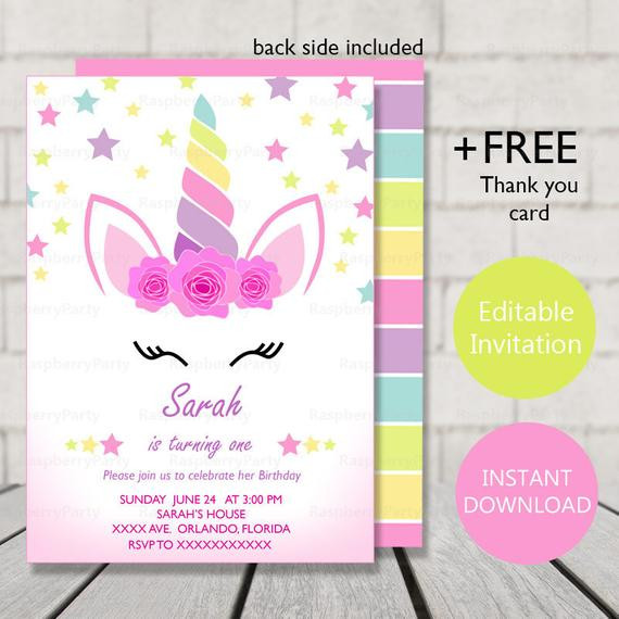 Best ideas about Free Printable Unicorn Birthday Invitations
. Save or Pin Unicorn Birthday Invitation instant party Now.