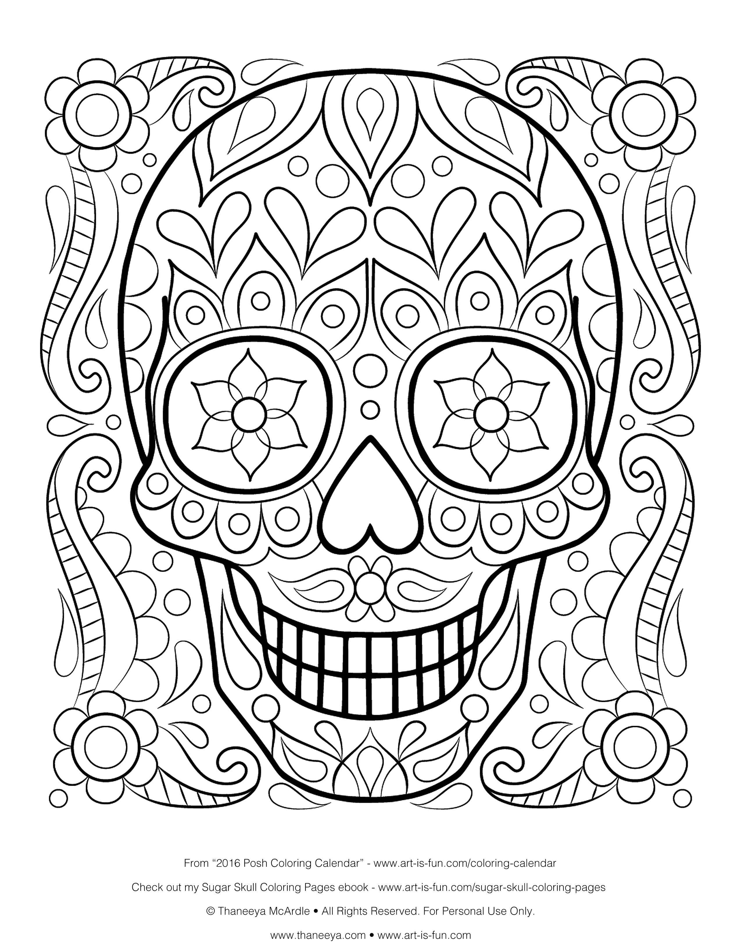 Best ideas about Free Skull Coloring Pages For Adults
. Save or Pin Free Sugar Skull Coloring Page Printable Day of the Dead Now.