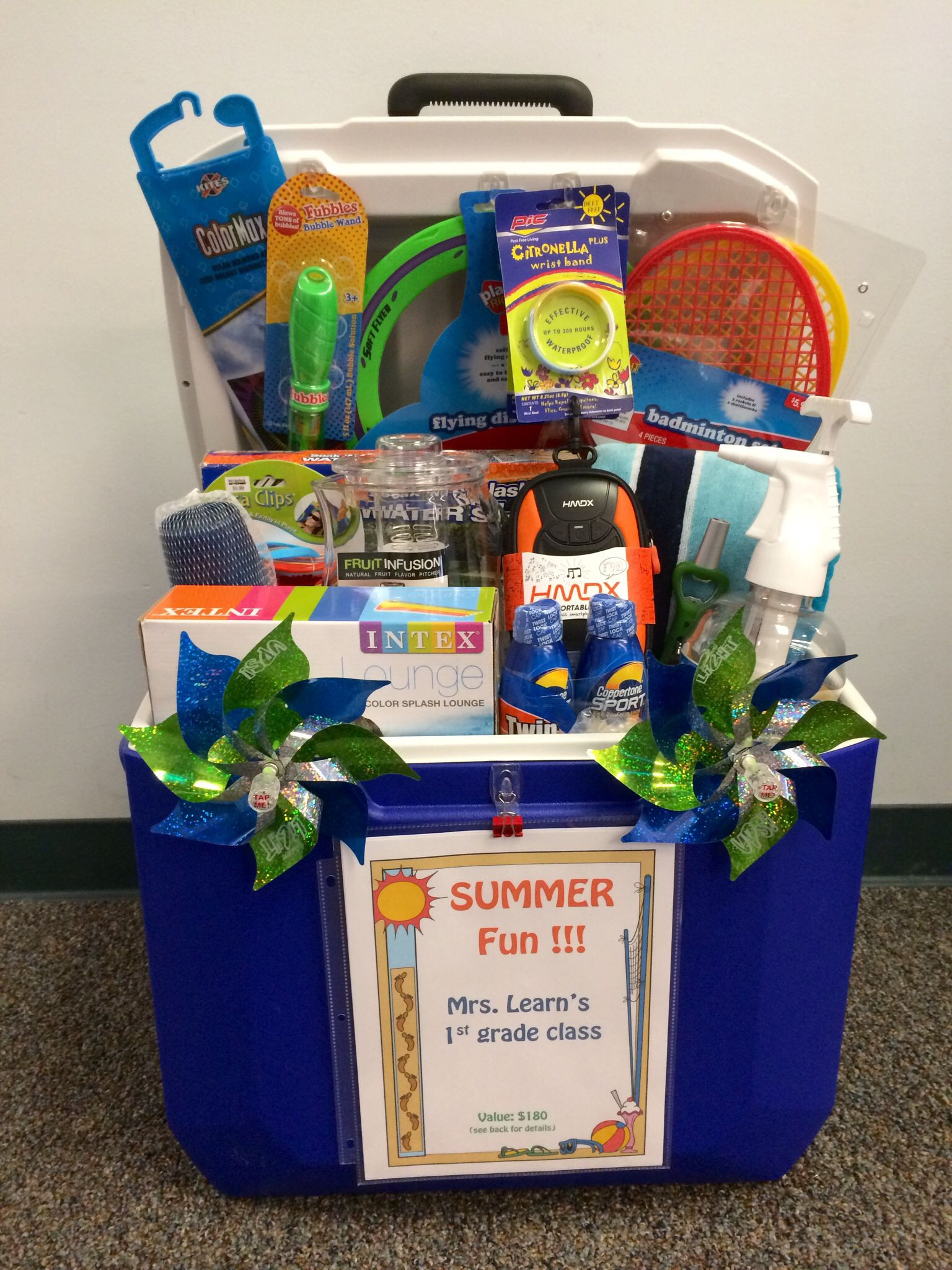 Best ideas about Fun Gift Basket Ideas
. Save or Pin Silent auction "basket" for school fundraiser using ice Now.