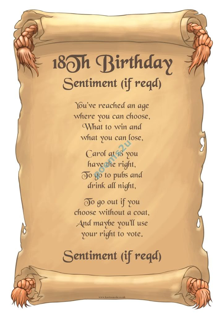 Best ideas about Funny 18th Birthday Quotes
. Save or Pin 18th Birthday Poems Quotes QuotesGram Now.