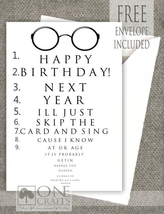 Best ideas about Funny Birthday Card Ideas
. Save or Pin Funny Eye Exam Birthday Card Customized Handmade Now.