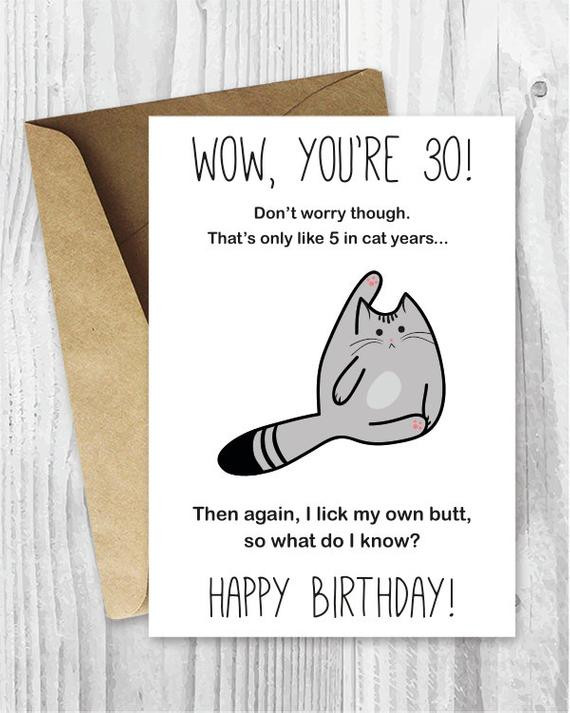 Best ideas about Funny Birthday Cards Printable
. Save or Pin 30th Birthday Card Printable Birthday Card Funny Cat by Now.