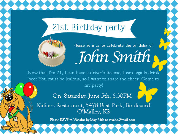 Best ideas about Funny Birthday Invitation Wording
. Save or Pin 21st Birthday Invitations 365greetings Now.