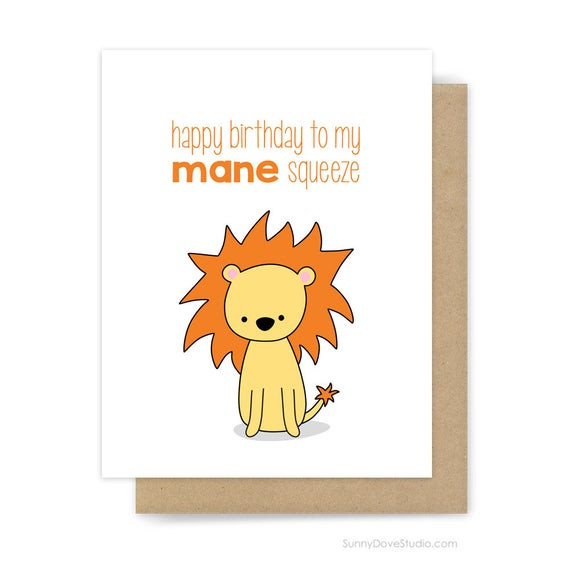 Best ideas about Funny Happy Birthday For Him
. Save or Pin Funny Birthday Card For Boyfriend Husband Him Lion Pun Mane Now.