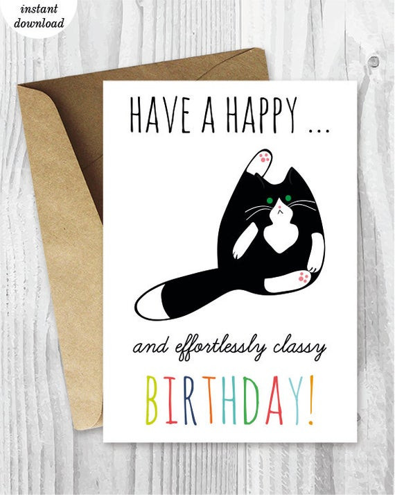 Best ideas about Funny Printable Birthday Cards
. Save or Pin Printable Birthday Cards Funny Cat Birthday Cards Instant Now.