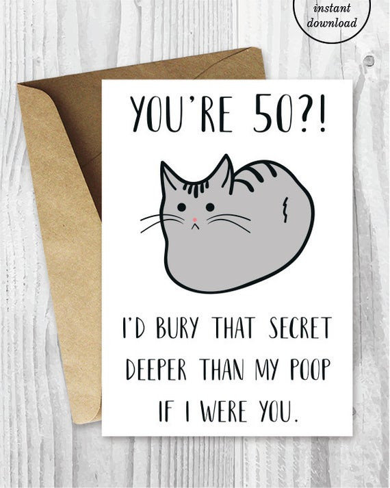 Best ideas about Funny Printable Birthday Cards
. Save or Pin Funny 50th Birthday Cards Printable Cat 50 Birthday Card Now.